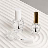 Flacon de vernis à ongles vide en verre transparent de 10 ml avec couvercle or blanc, logo personnalisé OEM, design tendance et mignon, avec applicateur pinceau