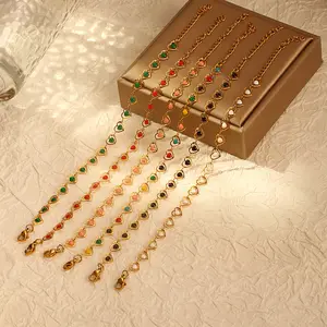 Fashion Boho Thin Style Chain Stainless Steel Bracelet Women 14k Gold Color Charm Bracelet Girls Jewelry