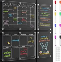 Calendrier magnétique en acrylique de qualité supérieure pour réfrigérateur, 4 pièces, tableau effaçable à sec, planificateur de réfrigérateur