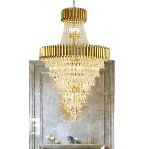 โคมไฟระย้าคริสตัลทรงยาวหรูหราสำหรับห้องนั่งเล่นแบบดูเพล็กซ์ วิลล่า อพาร์ตเมนต์ ห้องโถง บันไดดูเพล็กซ์ แสงสีขาวอบอุ่น - Product Image 2