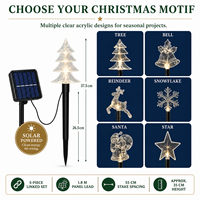 Lampes solaires de Noël pour jardin, ensemble de 5 pièces connectées pour la décoration extérieure des pelouses et des allées