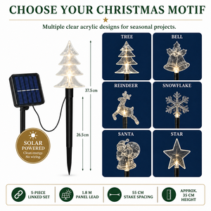 <span class=keywords><strong>Luces</strong></span> <span class=keywords><strong>Solares</strong></span> de <span class=keywords><strong>Navidad</strong></span> para Jardín, Juego de 5 Piezas Enlazadas para Decoración de Césped y Caminos al Aire Libre - Product Image 5