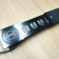Hub d'alimentation USB PD20W intégré avec couvercle coulissant dissimulé, prise de bureau encastrée avec charge sans fil/multimédia