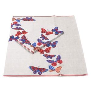 ผ้าเช็ดปากงานเลี้ยงลายผีเสื้อหลากสี (แดง น้ำเงิน ขาว) ทำจากเยื่อไม้บริสุทธิ์แบบใช้แล้วทิ้ง สำหรับงานวันเกิดและงานเฉลิมฉลองวันหยุด - Product Image 5