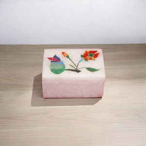 Boîte à bijoux en marbre de qualité supérieure, exportateur indien, motif floral de Noël rectangulaire moderne, gravures complexes, vente en gros - Product Image 1
