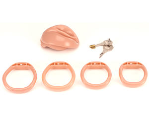 Jaula de Castidad con Escala de Labios. Juguetes Sexuales para Adultos. Forma de Vulva. Jaula de Castidad. Dispositivo de Castidad de ABS+Resina con 4 Anillos de Diferentes Tamaños. - Product Image 3