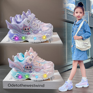 Zapatillas de Princesa para Niñas, Otoño, Plantilla de PU Suave, Nuevo Diseño de Dibujos Animados, Transpirables, con <span class=keywords><strong>Luces</strong></span>, Cierre Deslizante, Moda Infantil - Product Image 2