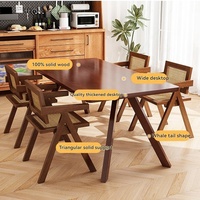 Ensemble de table et de chaises de salle à manger en bois massif moderne, mobilier de salle à manger minimaliste nordique