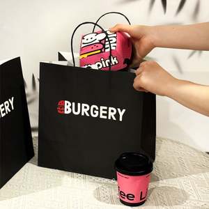 Bolsas de Papel Kraft Personalizadas con Asas para Comida para Llevar de Restaurantes, Cafés, Pollo Frito y Hamburguesas, con Impresión de Logotipo - Product Image 4