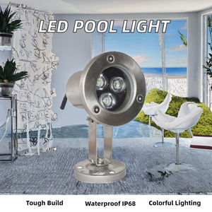 ขาตั้งไฟน้ำพุสแตนเลสปรับมุมได้ ไฟ LED ใต้น้ำแบบจุ่มได้ สำหรับตกแต่งบ่อและภูมิทัศน์ - Product Image 1