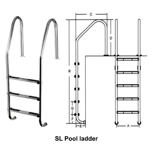 Échelle de <span class=keywords><strong>piscine</strong></span> Water Faery SL Series Heavy Duty 304 316 avec marches larges antidérapantes pour la sécurité - Product Image 1