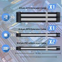 Kit Kabel Ekstensi PSU 24Pin ATX 8Pin CPU PCIe GPU Kabel Daya Berlapis Nilon untuk PC Gaming Build PCIE5.1