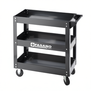 Carrito de herramientas de acero de 3 niveles Fasano Tools con ruedas para almacenamiento en taller - Product Image 2