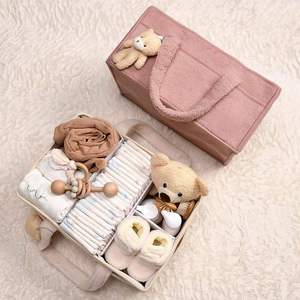 Custom Baby <b>Diaper</b> <b>Caddy</b> Essentials Storage Basket Removable Dividers Eco-Friendly Corduroy Material Flexible Design for Car - Product Image 2