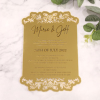 Tarjetas de Menú de Acrílico con Espejo Dorado, Diseño 2026, Impresión en Negro y Blanco, Invitaciones de Boda Acrílicas Hechas a Mano de Lujo