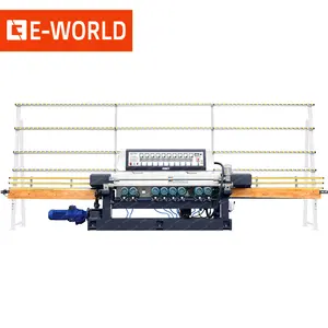 PLC control 9 Motor automatic glass processing equipment straight line Glass Beveling Edge Polishing Machine