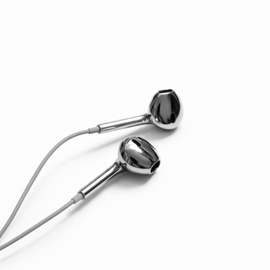 Auriculares con cable metálicos tipo C, auriculares internos plateados cromados, auriculares con baño de plata cromado - Product Image 1