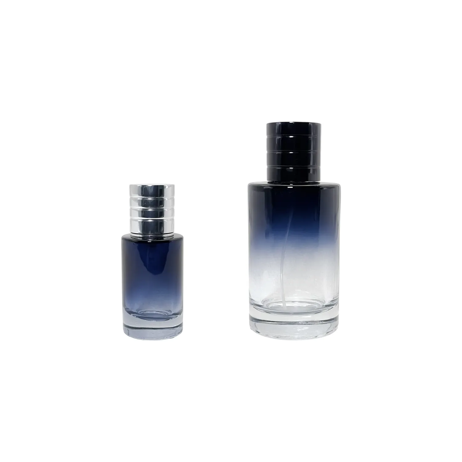 Luxury Gradient Blue Round Glass Empty Perfume Bottles Empty Spray Atomizers 30ml 50ml 100ml Glass Spray Bottle