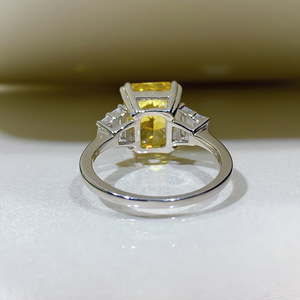 แฟนซี925เงินสเตอร์ลิงเจ้าหญิงตัดสีฟ้าบุษราคัมสีเหลือง Moissanite แหวนพลอยธรรมชาติเครื่องประดับแต่งงานแหวนหมั้น - Product Image 3