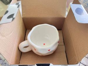 Tasses à thé et soucoupes en céramique turque de 280 ml (9 oz) avec impression de cœur irrégulière peinte à la main, mignonnes tasses à café - Product Image 3