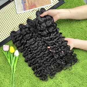Estensioni di Capelli Umani con Onde Naturali di Grado 12A, Nere, Realizzate a Macchina, con Tecnologia Feather Crochet - Product Image 4