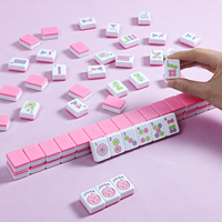 Juego de Mahjong Americano Profesional de Lujo Moderno, Color Rosa, 166 Fichas Estándar con Estuche, Soportes y Empujadores, Kit Completo para Entretenimiento