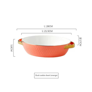 Plato de Cerámica con Exterior Mate, Interior Blanco Brillante y Borde Dorado para Servir Lasagnas y Asados en el Hogar o en Restaurantes Occidentales - Product Image 5