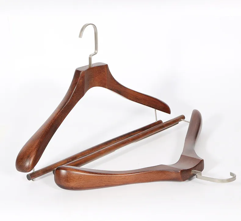 Custom Wooden Branded coat Luxury Suit pants Hanger wood hanger for clothing store