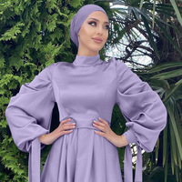 Chador Eid Robes Femmes Musulmanes Hijab Qamis Musulman Dubaï Satin Haute-Messe Satin Maxi Robe Burqa Burka Burqua
