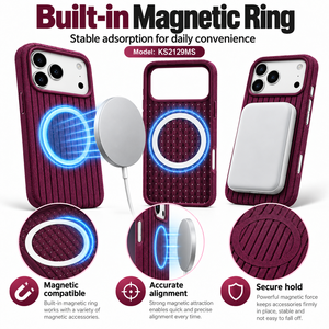 เคสโทรศัพท์แบบถัก ระบายอากาศได้ พร้อมแม่เหล็ก สำหรับ iPhone 17 16 15 Pro Max ป้องกันแรงกระแทก บางเฉียบ กระชับมือ - Product Image 4