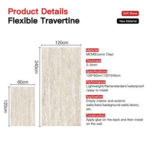 Kostenlose Proben Travertin-Stein-Tischtextur-Design Bodenwand weiche Keramikfliese flexibler Steinfurnierstreifen - Product Image 6