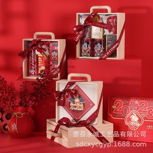 Caja de Regalo Navideña de Madera, Rectangular, Portátil, Acrílica, Roja, de Alta Gama, para Regalos, Caja de Embalaje Artesanal - Product Image 4