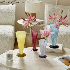 Jarrón de Vidrio de Colores Creativo para Decoración de Mesa de Comedor, Arreglos Florales, Jarrón Hidropónico, Centro de Mesa para Bodas - Product Image 1