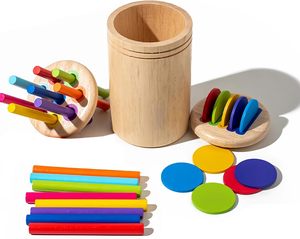 Gioco Montessori <span class=keywords><strong>in</strong></span> <span class=keywords><strong>Legno</strong></span> per l'Apprendimento dei Colori, Gioco Educativo Prescolare per Bambini, Set di Bastoncini Colorati per Ordinare e Abbinare - Product Image 1