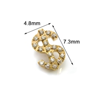Boucles d'oreilles clous en titane hypoallergénique, finition polie miroir, motif Dollar gravé avec centre en CZ, 16G, à filetage interne, pour hélix
