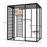 Villa de luxe personnalisée pour chat en plein air Cage pour chat en bois massif très grand espace en alliage d'aluminium Motif animal de luxe Matériau en fibre de verre
