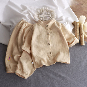 2026 Vêtements d'intérieur pour enfants et bébés, garçons et filles, en pur <span class=keywords><strong>coton</strong></span> et <span class=keywords><strong>gaze</strong></span> <span class=keywords><strong>de</strong></span> <span class=keywords><strong>coton</strong></span>, col montant, légers d'été, couleur unie, respirants - Product Image 3