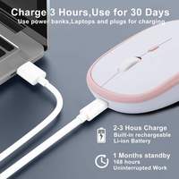 En stock, ratón inalámbrico óptico recargable, portátil, ultrafino, Bluetooth 2.4G de 1600DPI para PC y portátil.