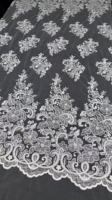 Tissu en dentelle jacquard floral 3D laser à haute densité, brodé de perles et de sequins, pour robe de mariée