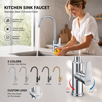 Robinet de cuisine moderne en acier inoxydable sans plomb, pivotant à 360°, avec valve en céramique chromée, mitigeur chaud/froid pour évier