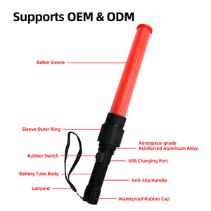 Bâton de signalisation détachable avec lampe torche, conception 2-en-1, installation modulaire, protection IP65, LED non-réfléchissante, lumière constante/clignotante, sans alimentation - Product Image 5