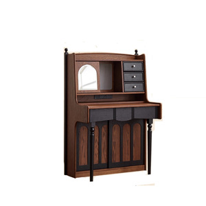 Vintage Style Piano Dressing <b>Table</b> With <b>Mirror</b> Solid Wood Bedroom Storage <b>Vanity</b> - Product Image 5