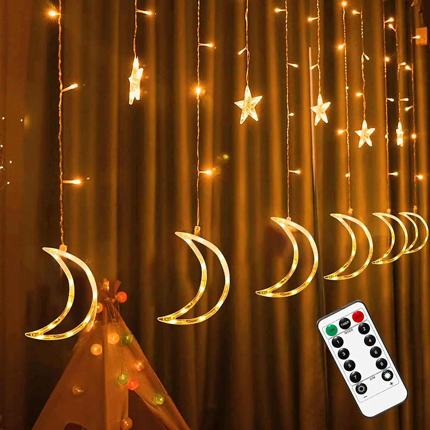 3.5M 138 LED Curtain Lights Fairy Ramadan Light Window Indoor Tree Decoration Halloween Christmas Wedding Light