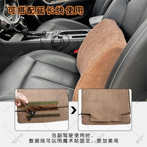 Coussin de soutien lombaire chauffant ergonomique pour voiture, en mousse à mémoire de forme, suède kaki, rectangulaire, utilisation générale quatre saisons - Product Image 2