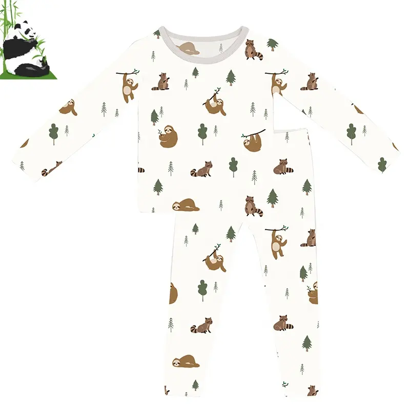 Bamboo baby clothes custom western clothes ropa bebe baby clothing sets bamboo print pajama babi