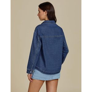 2025 femmes à la mode surdimensionné à manches longues boutonné Denim veste décontracté Shacket avec poches plaquées - Product Image 4