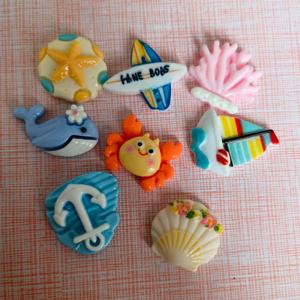 100 pièces coloré résine Mini coquille <span class=keywords><strong>voilier</strong></span> crabes étoile de mer baleine océan plage Figurine Flatback Scrapbook artisanat bricolage Hairbow décor - Product Image 6