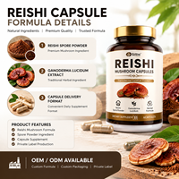 Capsules de champignons Reishi |   Extrait de poudre de spores de Ganoderma Lucidum, complément alimentaire |   Complément alimentaire à base de plantes naturelles |   Marque privée OEM