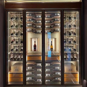 Customized Led Lighting High-end Living Room Home <b>Bar</b> Glass Showcase Stainless Steel Wine Cabinet Non-standard Wine - Product Image 3