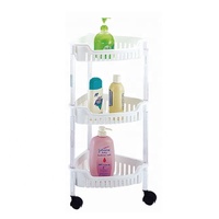 Organisateur de maison Panier de rangement en plastique à 3 niveaux en forme de triangle avec roulettes